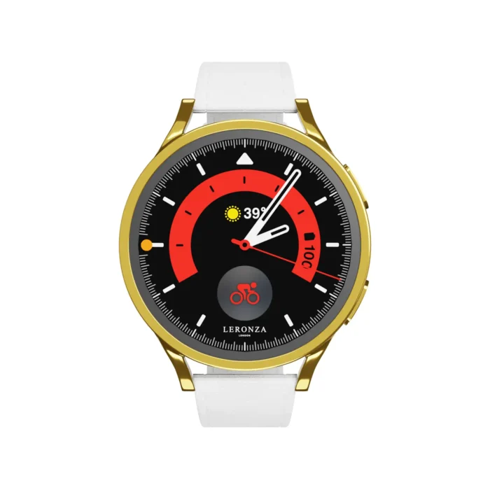 Gold Samsung Watch 7 White Leather