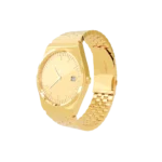 24K Gold Watch LM 2400 with an angular case flowing into a five-row bracelet of small links