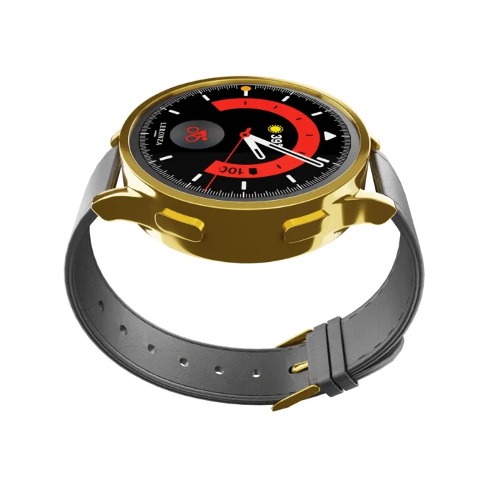 Gold Samsung Watch 7 Black Leather