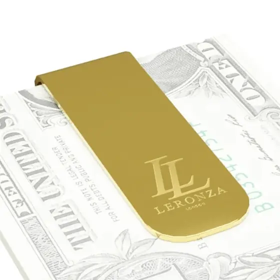 24K Gold Money Clip | Engraved Gold Money Clip | Leronza
