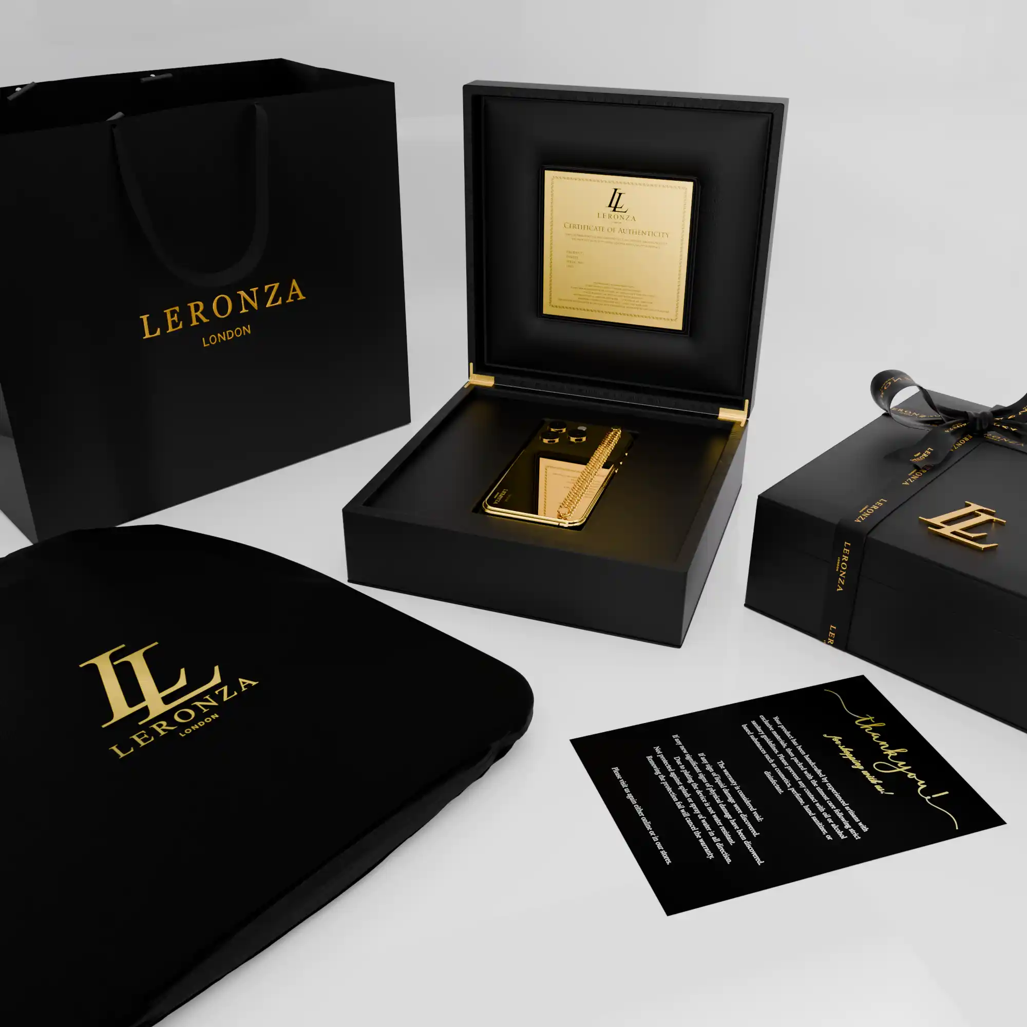GoldPrivé luxury presentation box for a 24K gold MacBook