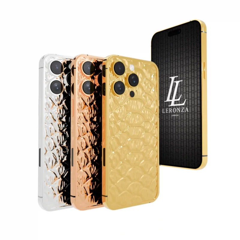 Aurum gold iPhone 16 Pro with a Nile crocodile skin pattern