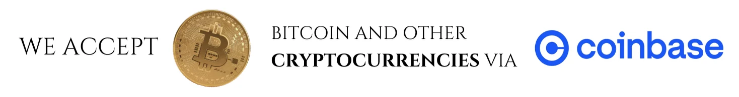 We accept Bitcoin and other cryptocurrencies via Coinbase