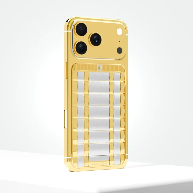 Luxoro 18K gold iPhone 17 Pro with alternating gold and silver elements