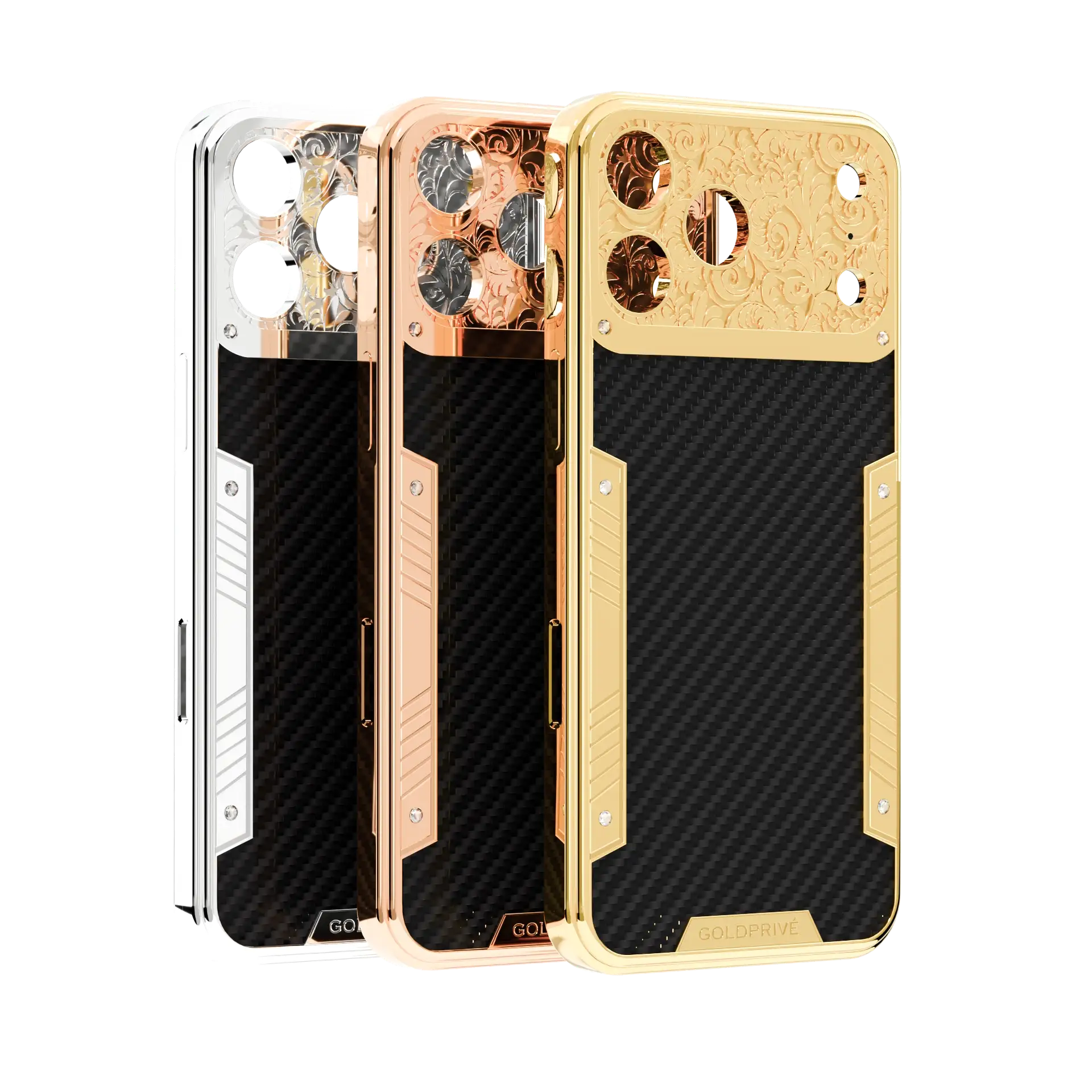 GoldPrivé CarbonFiber iPhone 18 Pro Max casing with 24K gold frame