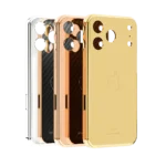 Elite Gold iPhone Case shown in Platinum, Rose Gold and 24K Gold side by side