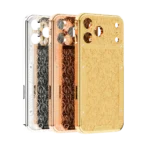 Flora Gold iPhone Case shown in Platinum, Rose Gold and 24K Gold side by side