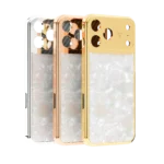 Majesty Gold iPhone Case shown in Platinum, Rose Gold and 24K Gold side by side