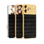 WildGrace Gold iPhone Case shown in Platinum, Rose Gold and 24K Gold side by side
