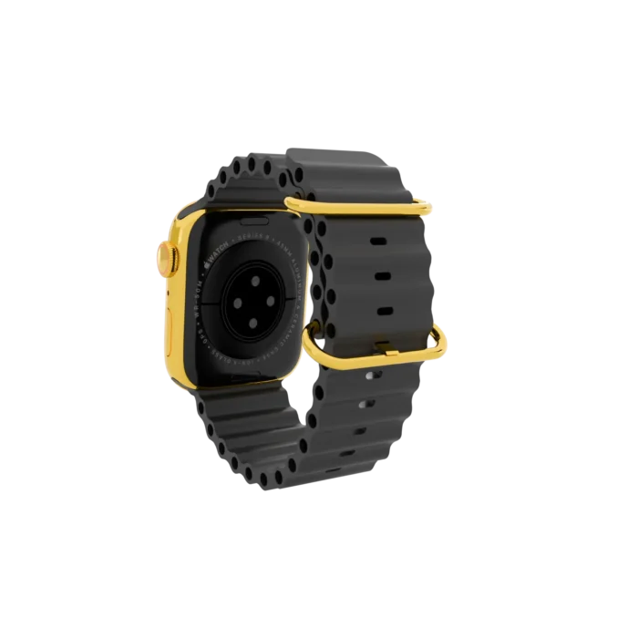 Gold Apple Watch Series 12 with Black Ocean Band – Gold, Rose Gold & Platinum - Image 3
