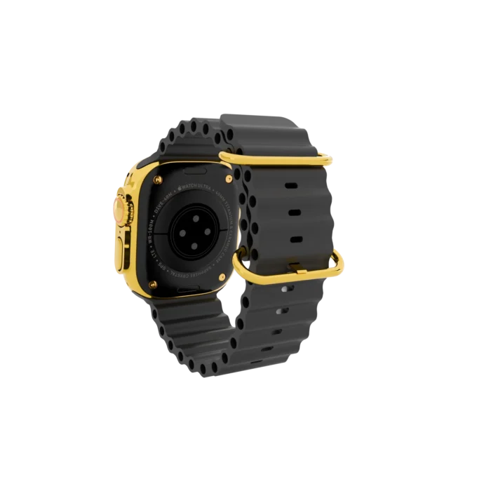 Gold Apple Watch Ultra 4 with Black Ocean Band – Gold, Rose Gold & Platinum - Image 3
