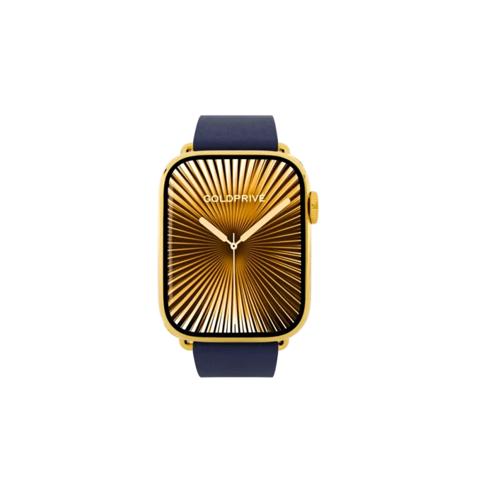 Gold Apple Watch Series 12 with Deep Blue Modern Buckle – Gold, Rose Gold & Platinum - Image 2