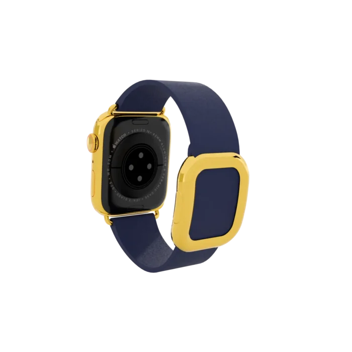 Gold Apple Watch Series 12 with Deep Blue Modern Buckle – Gold, Rose Gold & Platinum - Image 3