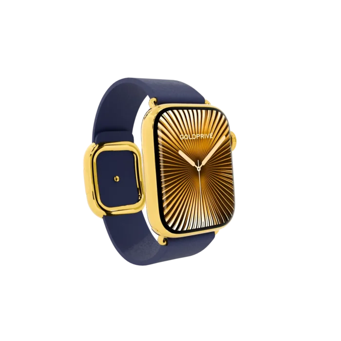 Gold Apple Watch Series 12 with Deep Blue Modern Buckle – Gold, Rose Gold & Platinum - Image 4