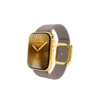 Gold Apple Watch Series 12 with Dark Taupe Modern Buckle – Gold, Rose Gold & Platinum