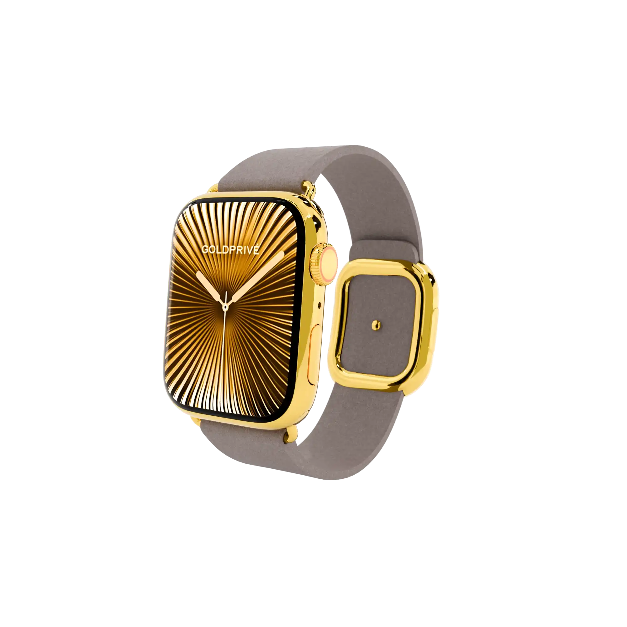Brown Modern Buckle.02 Gold Apple Watch Series 12 with Dark Taupe Modern Buckle – Gold, Rose Gold & Platinum - Image 1
