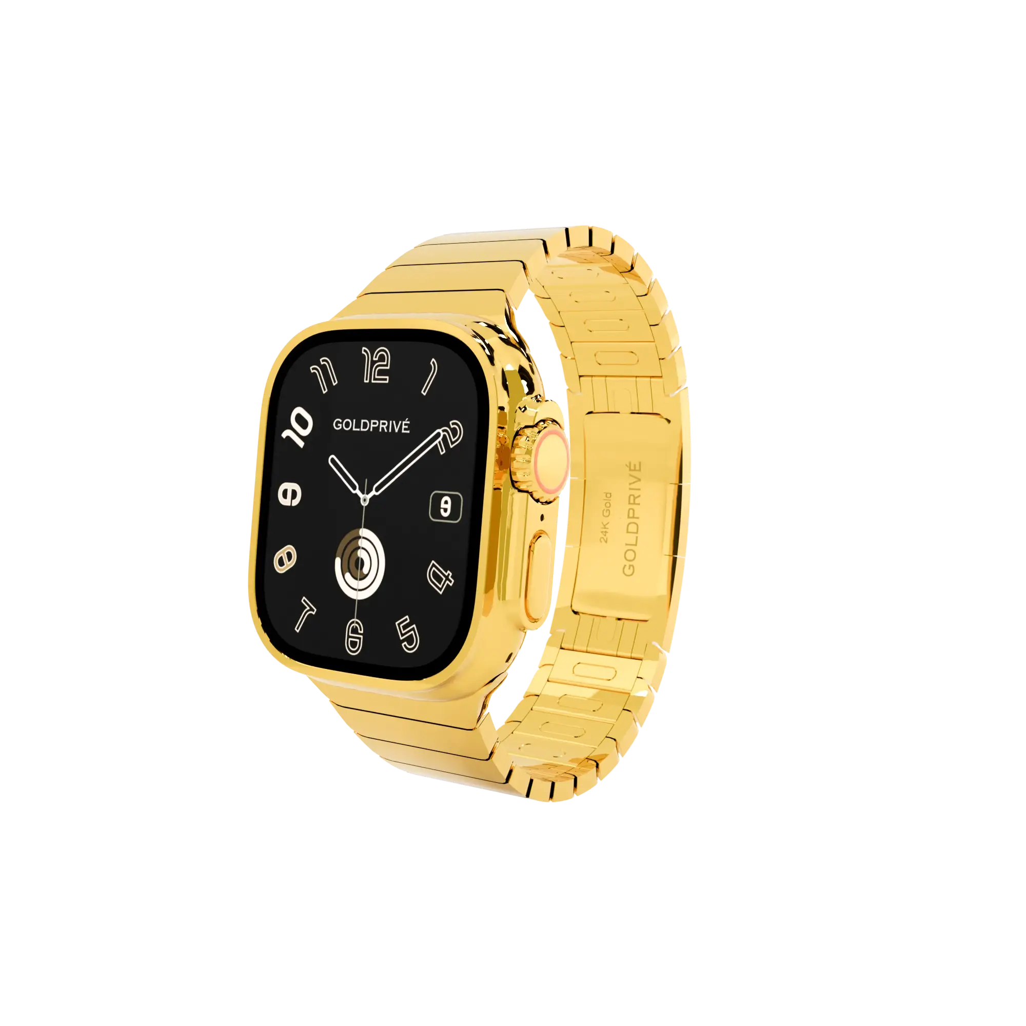 Luxury 24K Gold Apple Watch Ultra 4 with Link Band by GoldPrivé in 24K gold finish