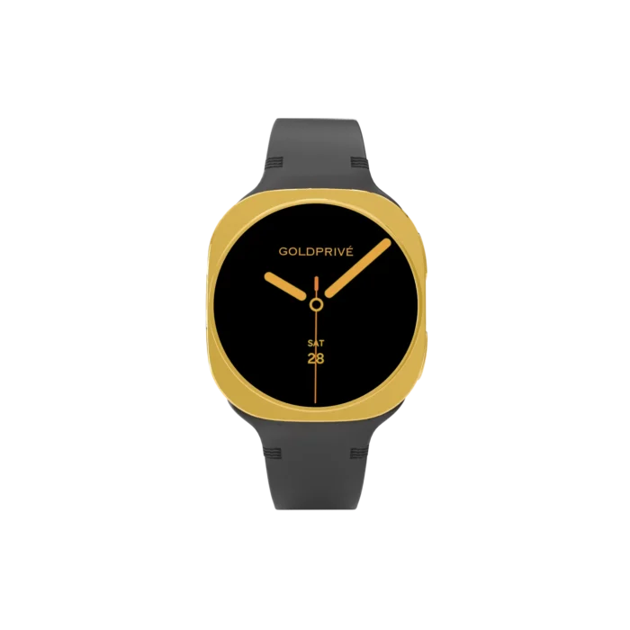 Gold Samsung Galaxy Watch9 Black Sport Band shown from another angle