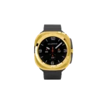 Gold Samsung Galaxy Watch Ultra2 Grey Marine Band shown from another angle