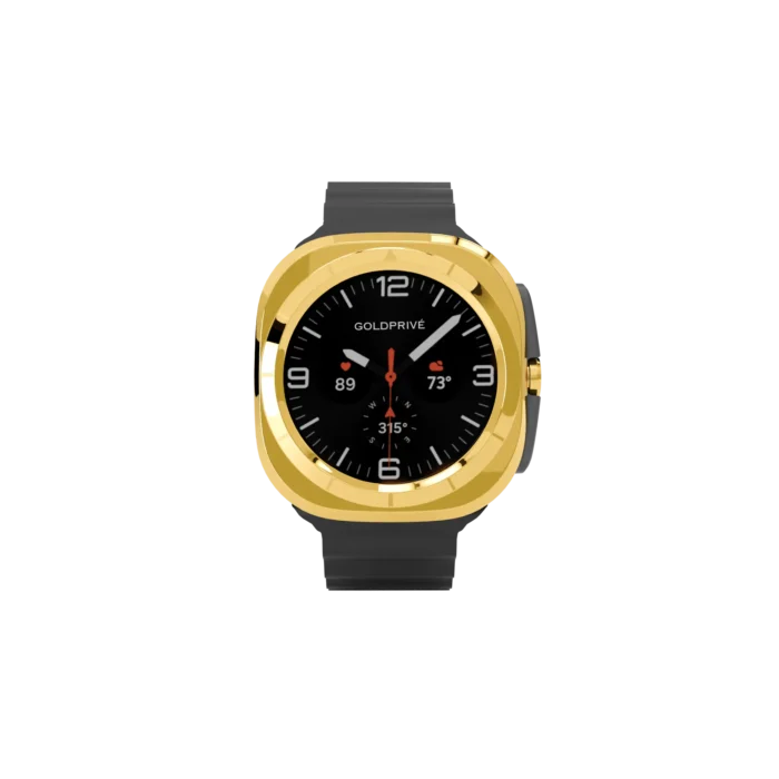 Gold Samsung Galaxy Watch Ultra2 Grey Marine Band shown from another angle