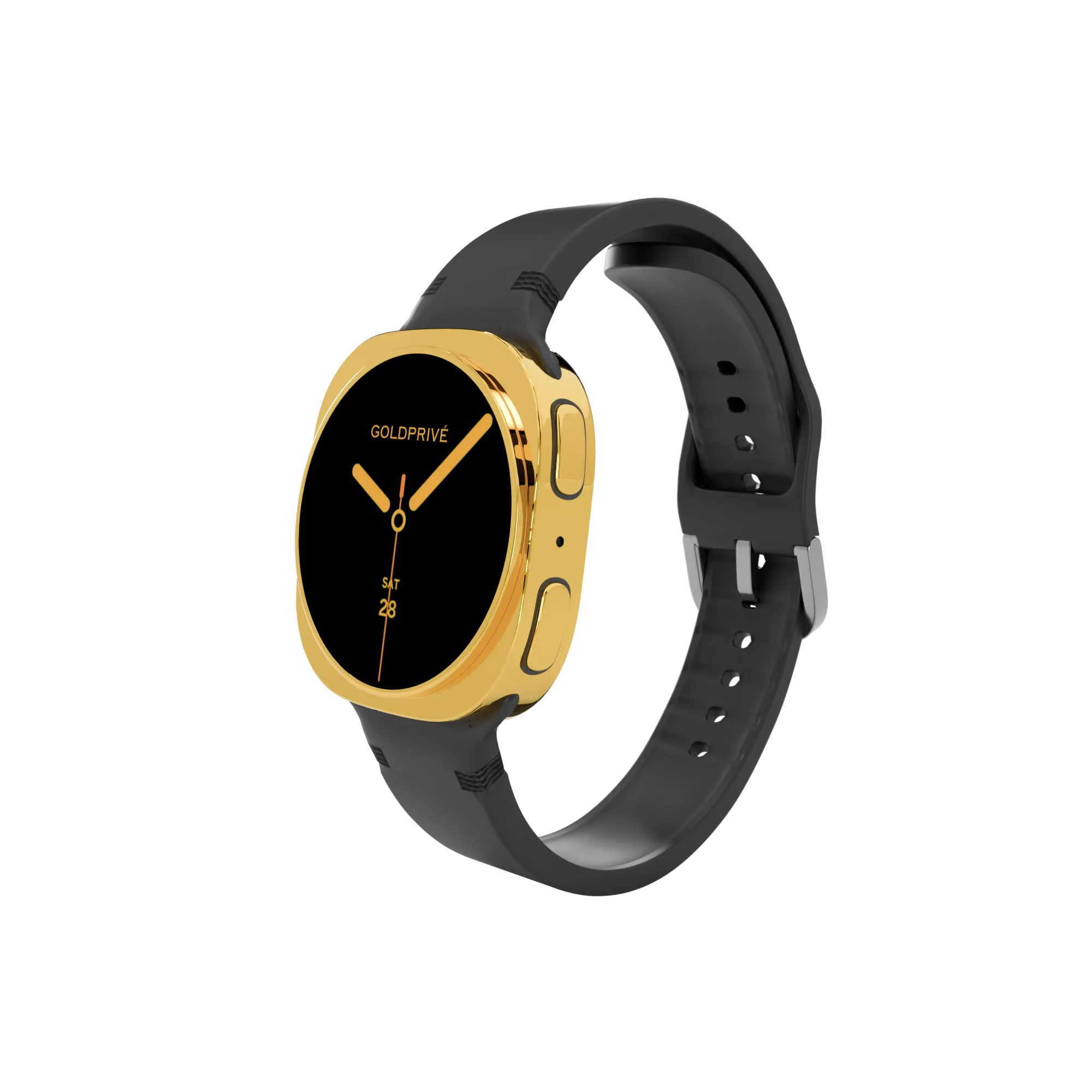 Gold Samsung Galaxy Watch9 with Black Sport Band, hand-finished in Dubai