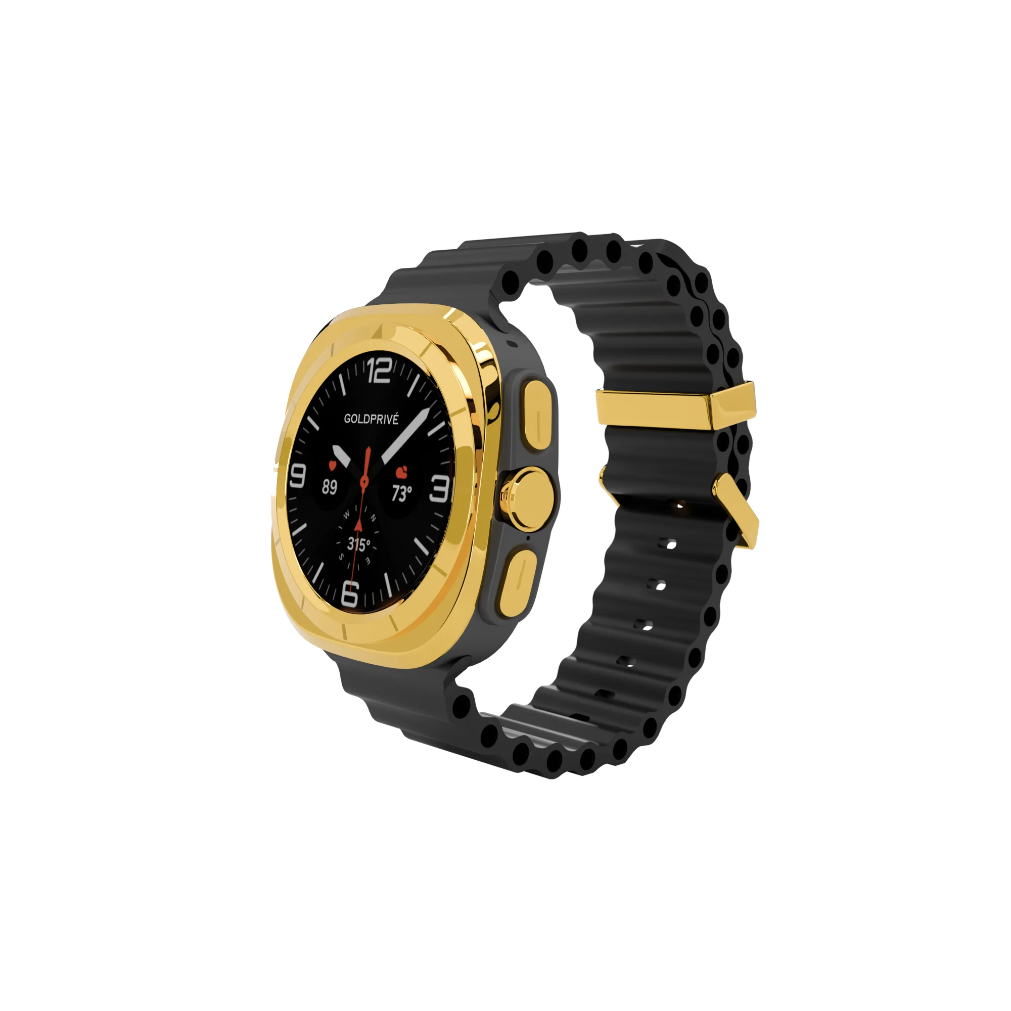 Custom gold Samsung Galaxy Watch Ultra2 with Grey Marine Band, a canvas for bespoke personalisation