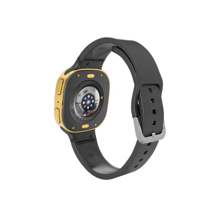 Gold Samsung Galaxy Watch9 Black Sport Band shown from another angle