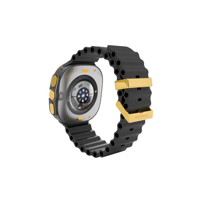 Gold Samsung Galaxy Watch Ultra2 Grey Marine Band shown from another angle