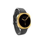 Gold Samsung Galaxy Watch9 Black Sport Band shown from another angle