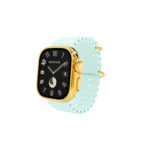 Gold Apple Watch Ultra 4 with White Ice Blue Ocean Band – Gold, Rose Gold & Platinum
