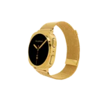 Gold Samsung Galaxy Watch9 Milanese Strap in 24K Gold on its finely woven mesh band