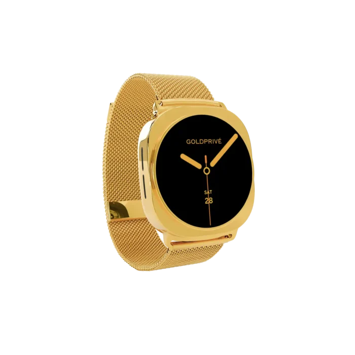 Gold Samsung Galaxy Watch9 Milanese Strap shown from another angle