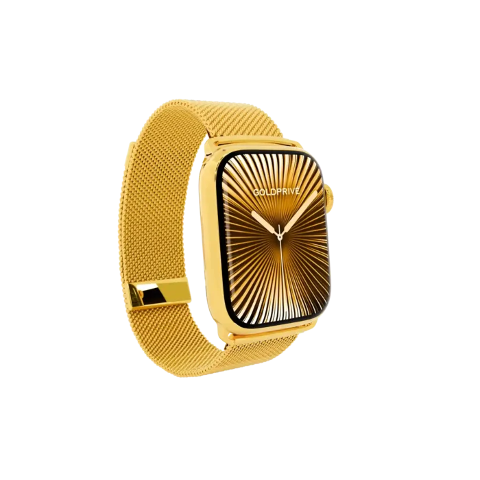 Gold Apple Watch Series 12 with Milanese Strap – Gold, Rose Gold & Platinum - Image 4