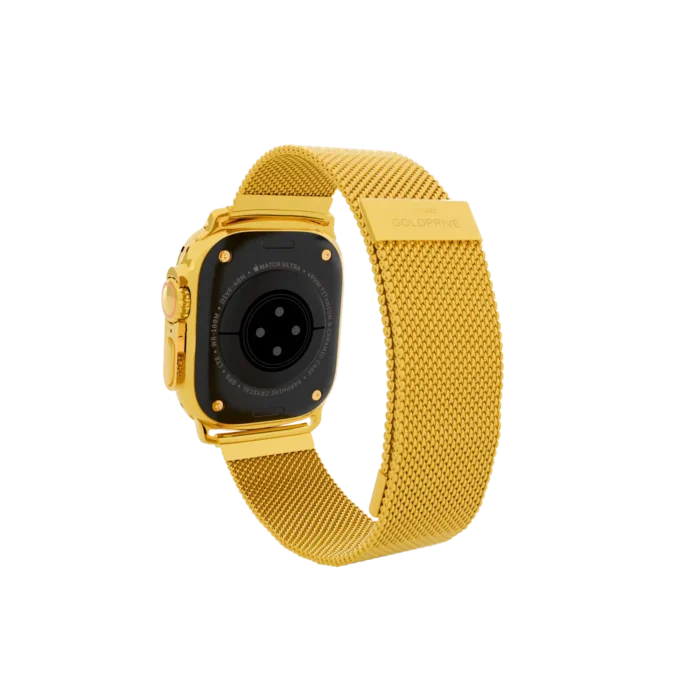 Gold Apple Watch Ultra 4 with Milanese Band – Gold, Rose Gold & Platinum - Image 3
