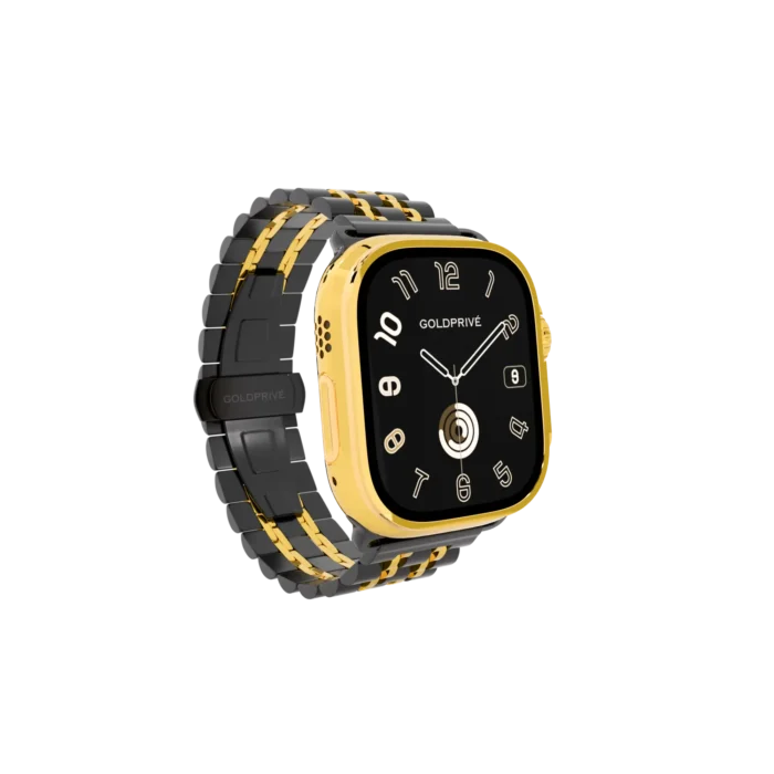 Gold Apple Watch Ultra 4 with Monarch Link Bracelet – Gold, Rose Gold & Platinum - Image 4