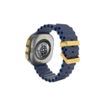 Gold Samsung Galaxy Watch Ultra2 Navy Marine Band shown from another angle