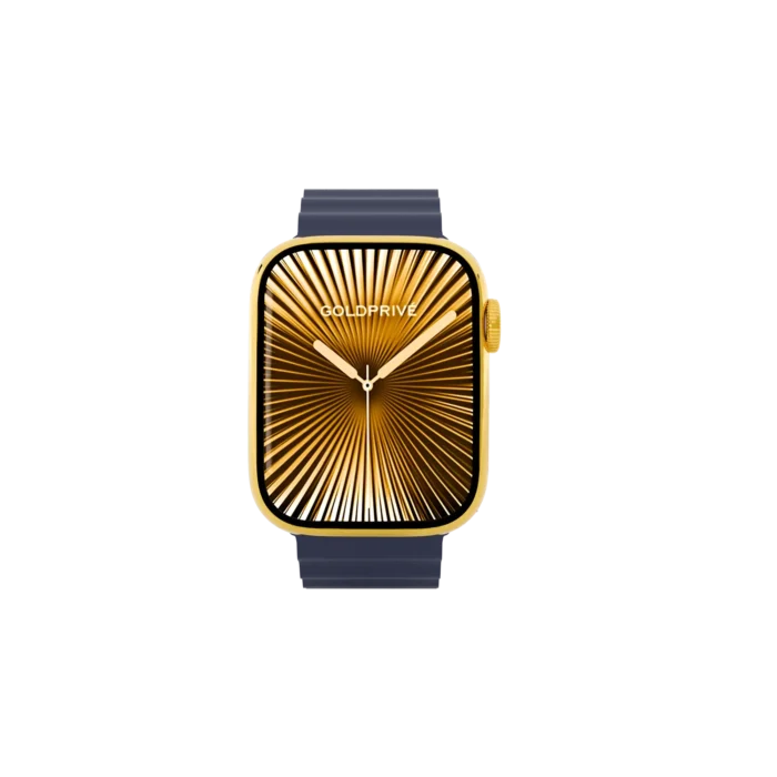 Gold Apple Watch Series 12 with Navy Ocean Band – Gold, Rose Gold & Platinum - Image 2