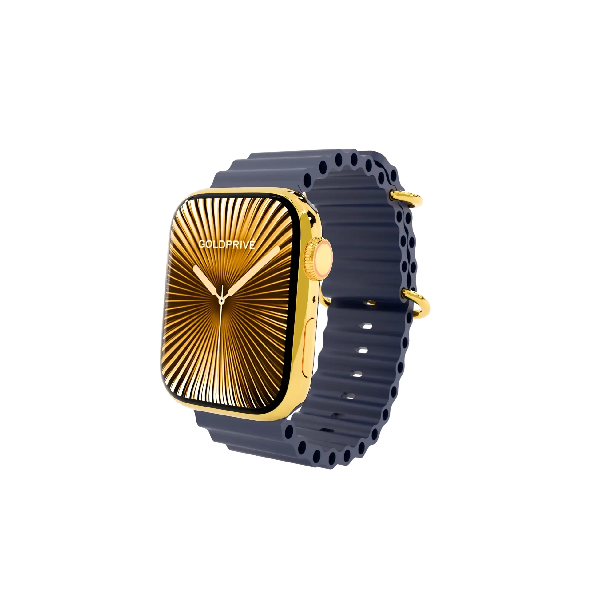 Navy Blue.02 Gold Apple Watch Series 12 with Navy Ocean Band – Gold, Rose Gold & Platinum - Image 1