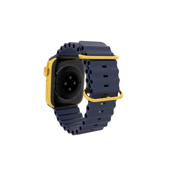 Gold Apple Watch Series 12 with Navy Ocean Band – Gold, Rose Gold & Platinum - Image 3