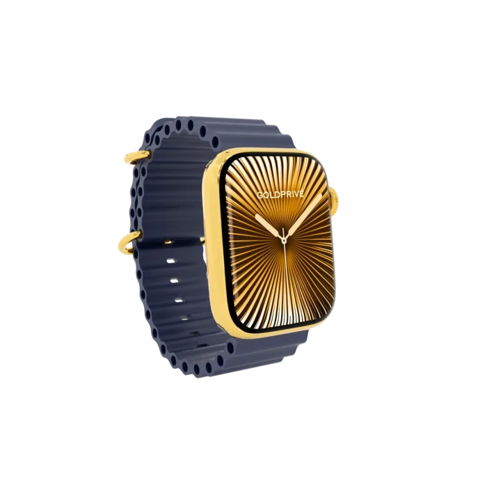 Gold Apple Watch Series 12 with Navy Ocean Band – Gold, Rose Gold & Platinum - Image 4