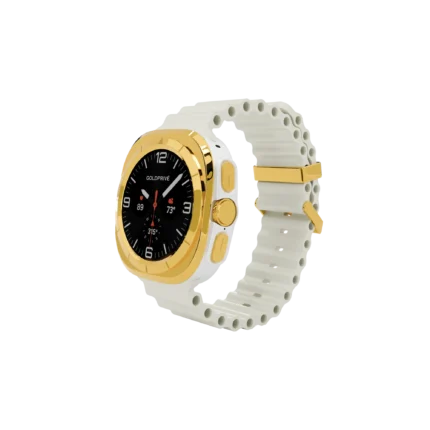 GoldPrivé Gold Samsung Galaxy Watch Ultra with White Marine Band 24K Gold