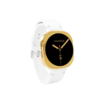 Gold Samsung Galaxy Watch9 White Sport Band shown from another angle