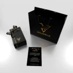 GoldPrivé signature black leather presentation box with gift bag and thank-you card