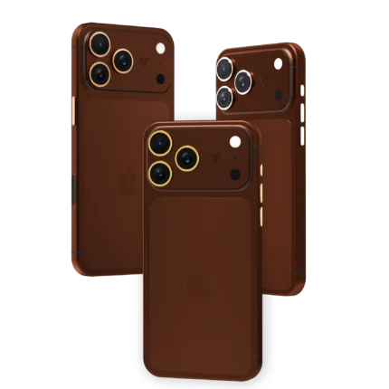 Matte Chocolate iPhone 18 Pro Max with plated camera rings and side buttons