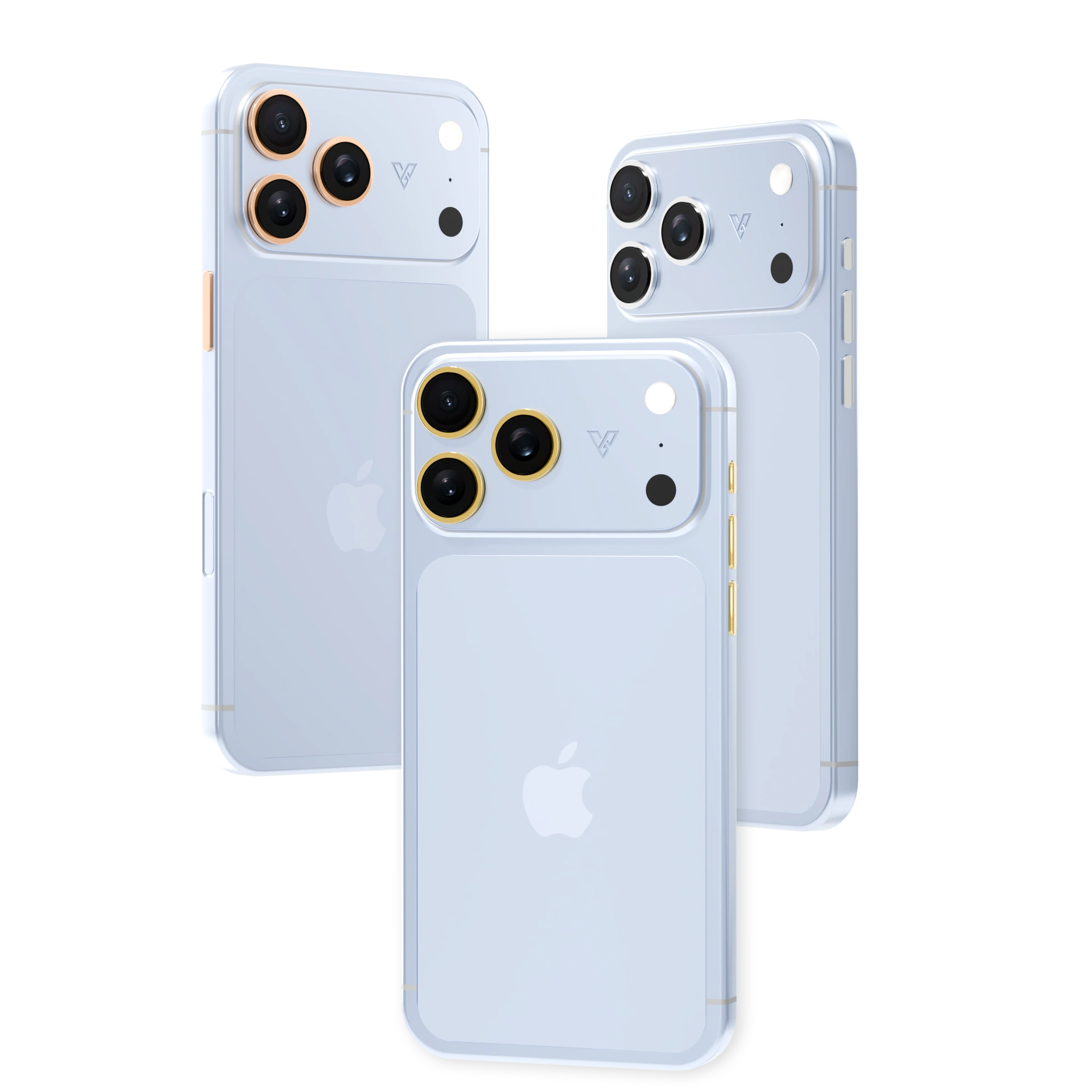Glacier iPhone 18 Pro Max Gold Accents with plated camera rings and buttons