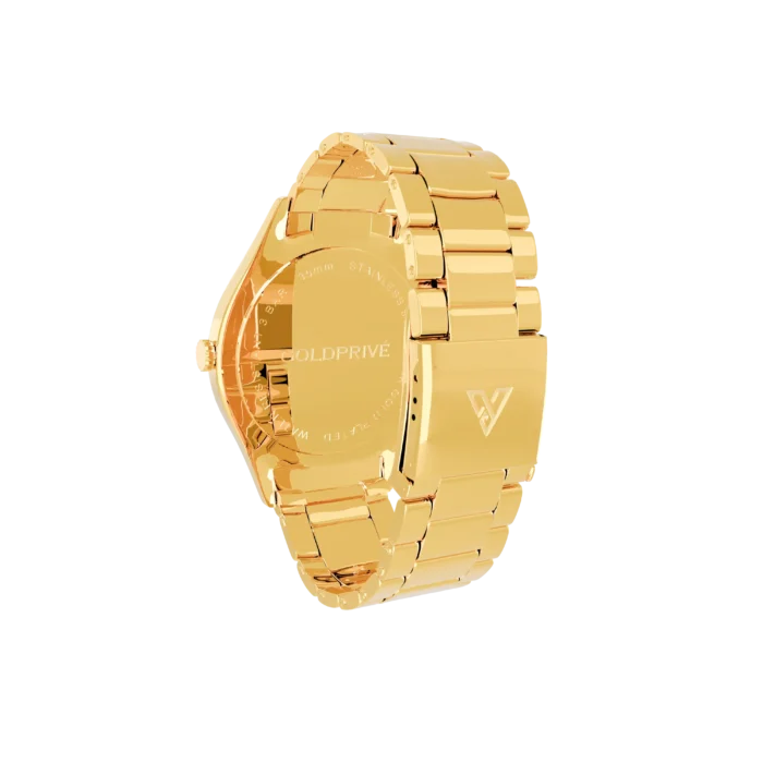 24K Gold Watch LM 4100, case back and fold-over clasp with the GoldPrivé mark