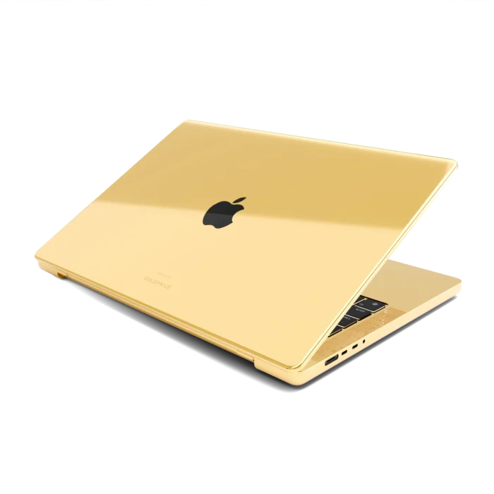 Gold Apple MacBook Pro with Black Logo in 24K Gold, Rose Gold & Platinum - Image 3