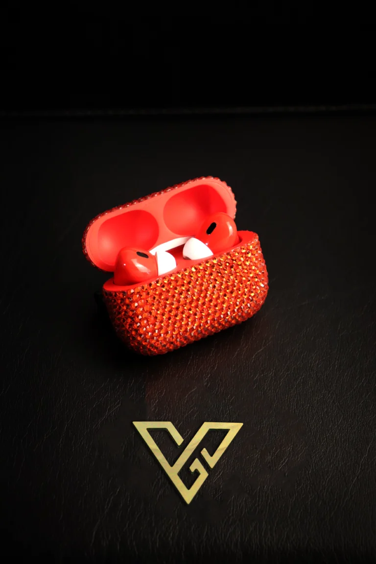 AirPods Pro set with red Swarovski crystals