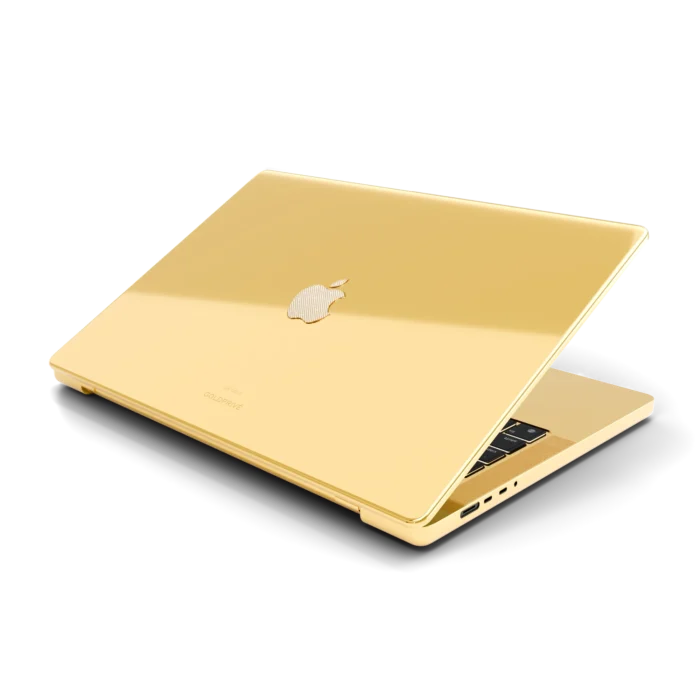 Gold Apple MacBook Pro with VS1 Diamond Logo in 24K Gold, Rose Gold & Platinum - Image 3