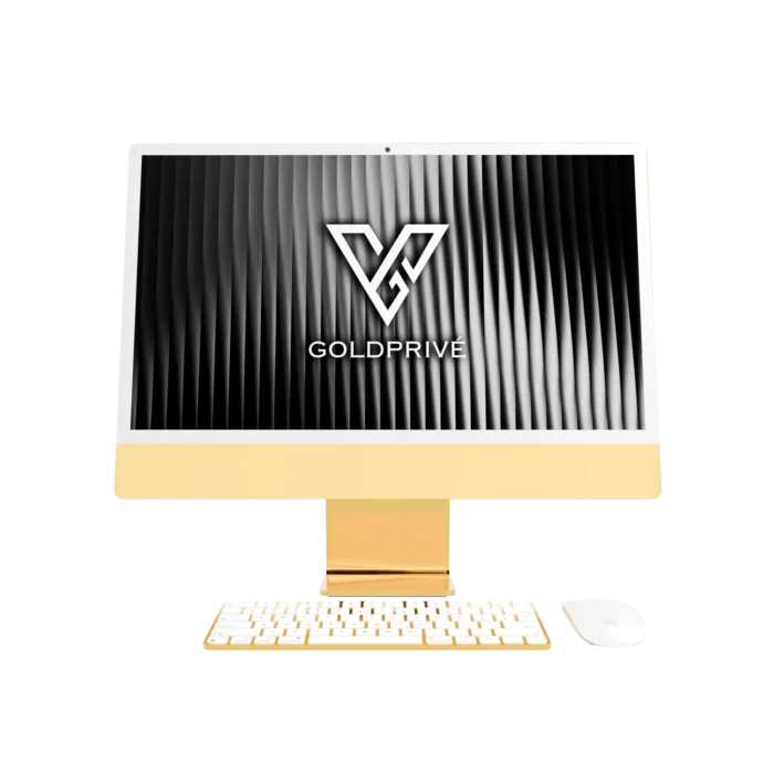 Gold Apple iMac with Magic Keyboard and Mouse in 24K Gold, Rose Gold & Platinum - Image 2